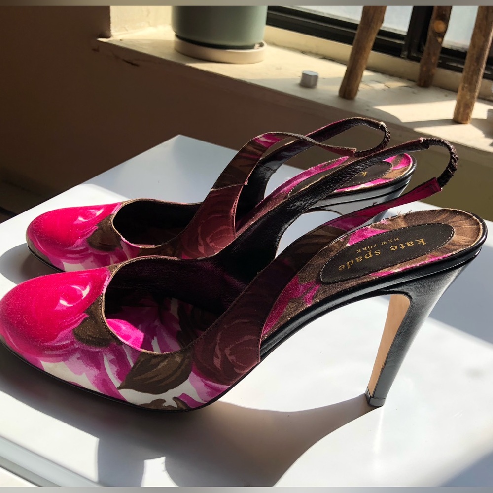 Kate Spade New York Floral Slingback Pumps Heels Closed Toe Sz 11B Made in 🇮🇹 - Picture 4 of 15